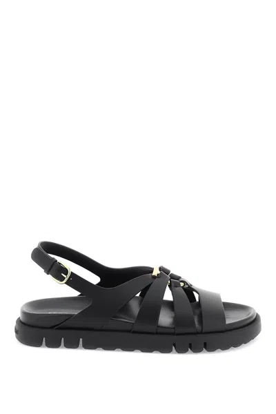 Ferragamo Women's Salvatore Cage Sandals With Gancini Ornament In Black