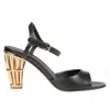Ferragamo Nikla 85 Cage-heel Sandals In Lizard Print Leather In Black