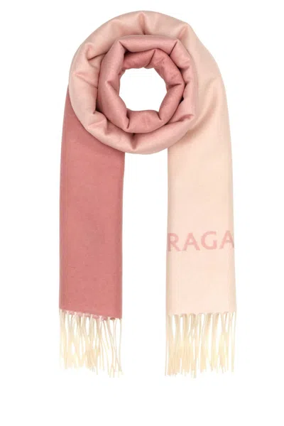 Ferragamo Cashmere Scarf Fringed Edges In Pink