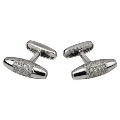 Pre-owned Ferragamo Salvatore  18k White Gold Diamond Pav� Cufflinks