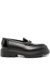 Ferragamo Brooke Loafers With Chunky Sole And Gold-tone Hardware In Black