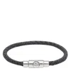 Ferragamo Leather Braided Bracelet Polished Finish In Gray