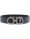 Ferragamo Gancini Reversible Leather Belt In Blue