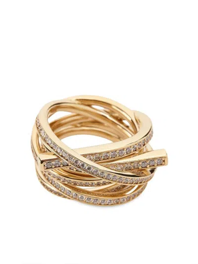 Ferragamo Gancini Crystal-embellished Ring In Gold