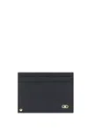 Ferragamo Gancini Bi-fold Wallet In Grained Leather In Black