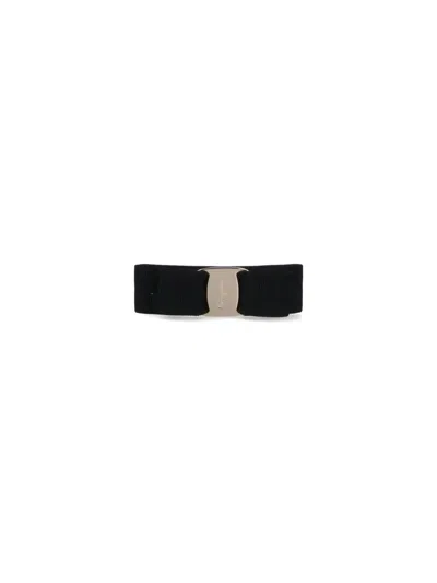 Ferragamo Hair Bow Detail Metal Accent Accessory In Black