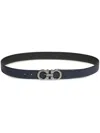 Ferragamo Reversible Belt With Adjustable Length And Metal Buckle In Black
