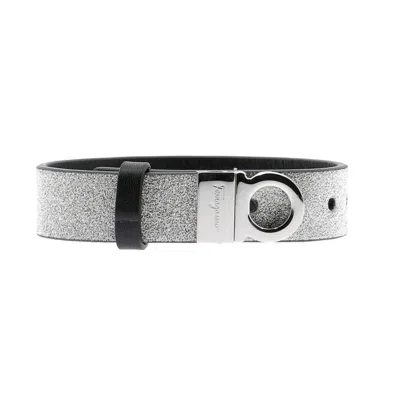 Ferragamo Salvatore  Adjustable And Reversible Gancini Bracelet In Gray