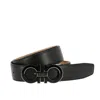 Ferragamo Black And Blue Reversible Belt With Gancini Buckle In Leather Man In Black