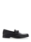 Ferragamo Alain Gancini Calf Leather Loafers In Black
