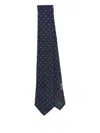 Ferragamo Gancini Print Silk Tie With Standard Width In Black