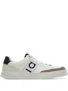 Ferragamo Alaska Leather And Suede Sneaker With Gancini Detail In White