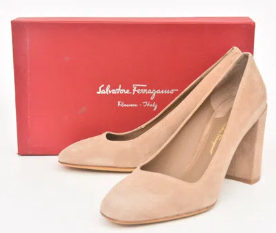 Pre-owned Ferragamo Salvatore  Arezzo 85 Clay Suede Calf Leather Heels 10 B (eu 40 1/2) In Orange