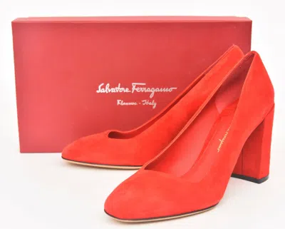 Pre-owned Ferragamo Salvatore  Arezzo 85 Lipstick Red Calf Leather Heels 10 B (eu 40.5)