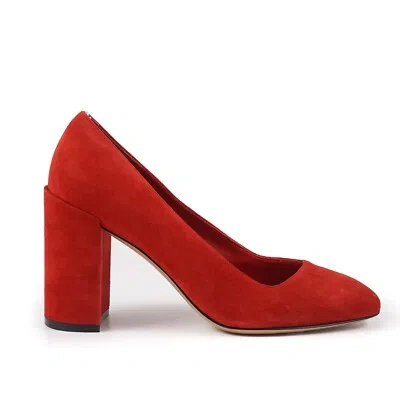 Pre-owned Ferragamo Salvatore  'arezzo 85' Red Calf Suede Pump Heels 8.5 B $595 Shoes