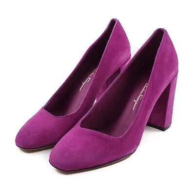 Pre-owned Ferragamo Salvatore  'arezzo 85' Violet Purple Suede Pump Heels 9 B $595 Shoes