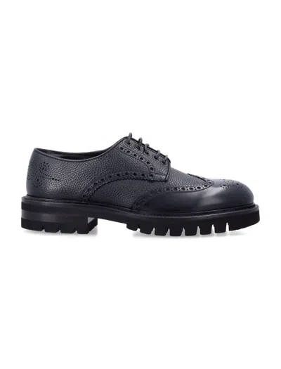 Ferragamo Aspen Brogues Rubber Sole In Black