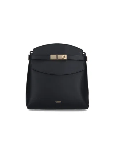 Ferragamo Hug Crossbody Bag In Black  