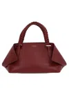 Ferragamo The Scarf Bag Bordeaux Shoulder Bag With Braided Handles And Folded Corners In Leather Woman