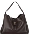 Ferragamo Structured Coffee Tote Bag With Buckle Detail In Brown