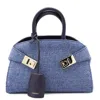 Ferragamo Denim Leather Hug Mini Top Handle Bag