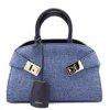 Ferragamo Denim Leather Hug Mini Top Handle Bag