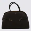 Ferragamo Brown Leather Hug Th M Top Handle Bag In Black