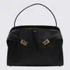 Ferragamo Leather Hug M Handbag With Metal Accents In Black