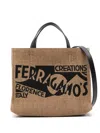 Ferragamo Small Tt Sign Woven Raffia Tote Bag
