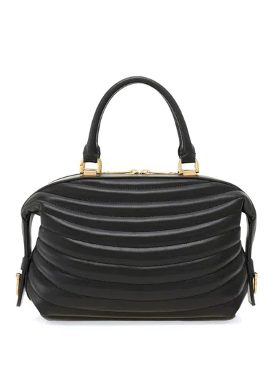 Ferragamo Quilted Bowling Leather Top-handle Bag In Black