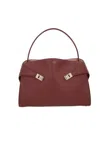 Ferragamo Burgundy Leather Large Hug Soft Shoulder Bag In Beige