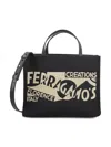 Ferragamo Logo Printed Small Tote Bag Women In Black