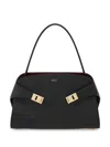 Ferragamo Structured Shoulder Bag Top Handle In Black