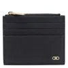 Ferragamo Micro Gancini Textured Finish Clutch Cards Holder In Black