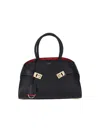 Ferragamo Medium Two-tone Handbag "hug" In Black