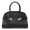 Ferragamo Hardware Gold-tone Shoulder Bag Structured Handles In Black