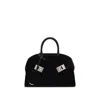 Ferragamo Hug Strass Velvet Top-handle Bag In Black