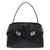 Ferragamo Leather Shoulder Bag Adaptable Strap In Black