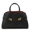 Ferragamo Structured Shoulder Bag Top Handles In Black