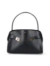 Ferragamo Structured Leather Shoulder Bag In Black