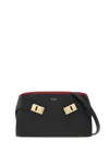 Ferragamo Small Structured Shoulder Bag With Adjustable Strap In Black