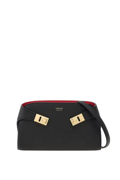 Ferragamo Small Structured Shoulder Bag With Adjustable Strap In Black