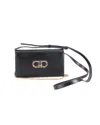 Ferragamo Black Mini Crossbody Bag With Gancini Logo In Leather Woman In Black