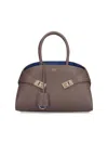 Ferragamo Shoulder Bag With Detachable Strap And Top Handles In Brown