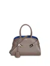 Ferragamo Two-tone Hug Handbag (m) In Brown