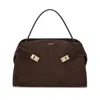 Ferragamo 'hug' Brown Shoulder Bag With Logo Printed On Front In Brown