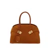 Ferragamo Hug S Beige Handbag With Logo And Gancini Buckle In Leather Woman In Brown