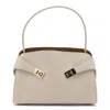 Ferragamo Light Grey Leather Hug Soft Shoulder Bag In Brown