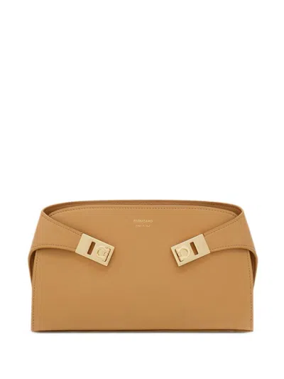 Ferragamo Hug Crossbody Bag In Light Camel