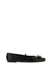Ferragamo Lambskin Flats With Gold-tone Buckle Detail In Multi
